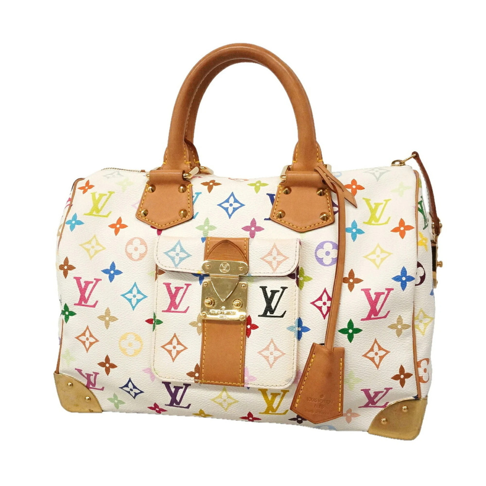 Louis Vuitton Monogram Multicolor Speedy 30 Handbag M92643 Blanc Women's P364...